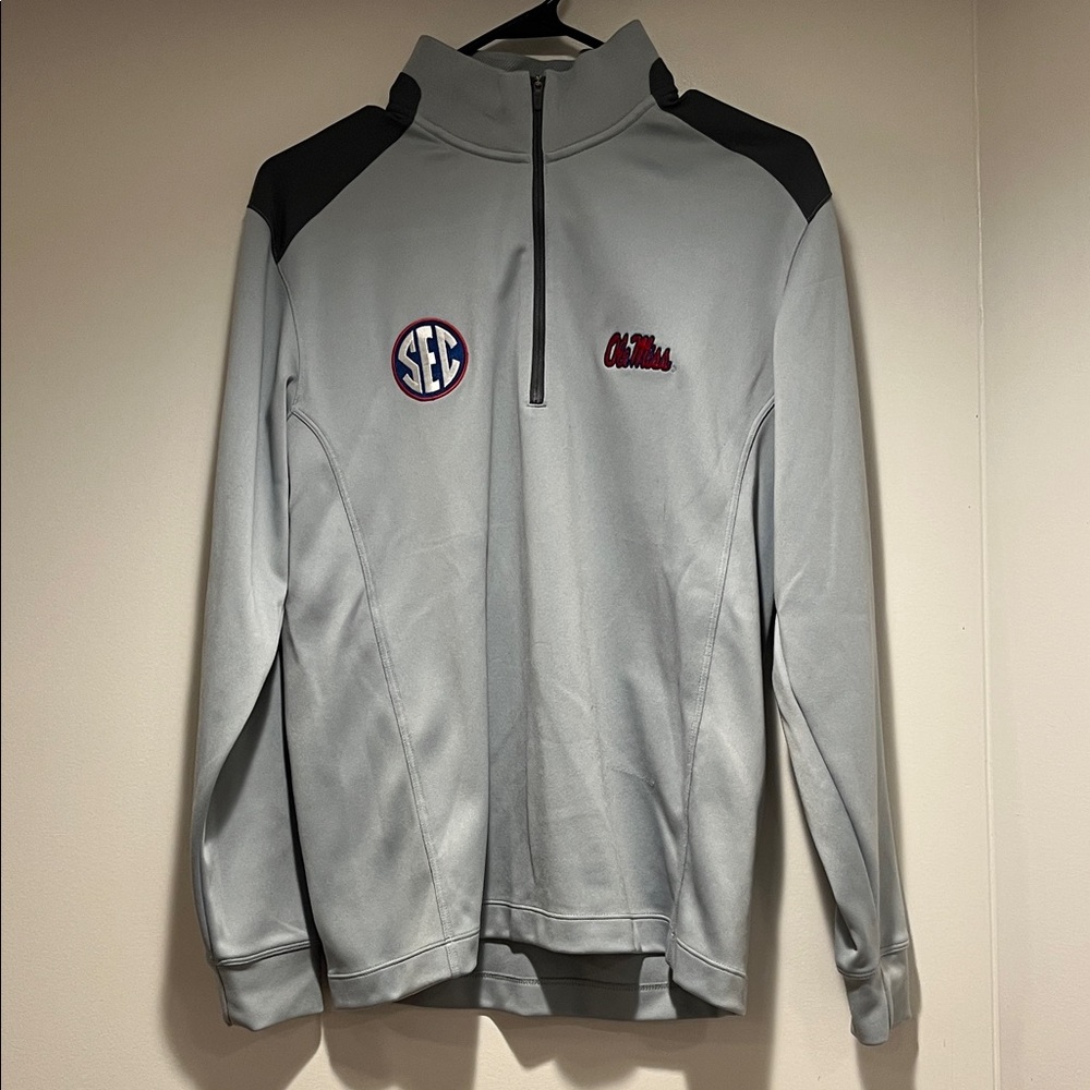 Ole Miss SEC Nike Golf Gray and Black Men's Quarter-Zip Jacket